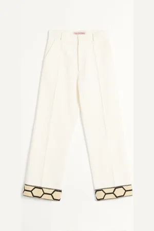 VALENTINO PANTALÓN DE ALGODÓN Y LINO CON DOBLADILLO DE JACQUARD Hombre 44