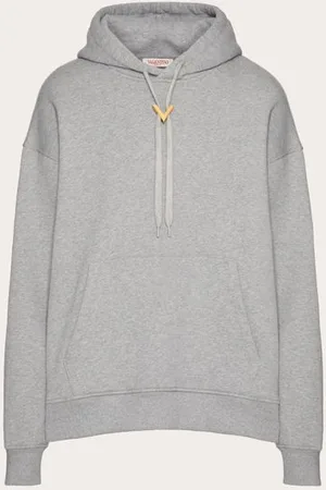 VALENTINO SUDADERA DE ALGODÓN CON CAPUCHA Y DETALLE DE V METÁLICA Hombre 3XL