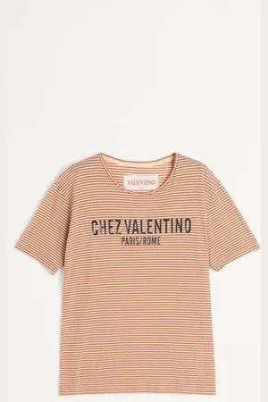 VALENTINO CAMISETA DE ALGODÓN RAYADO CON ESTAMPADO CHEZ Hombre L