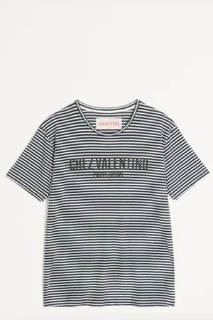VALENTINO CAMISETA DE ALGODÓN RAYADO CON ESTAMPADO CHEZ Hombre L
