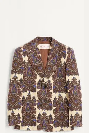 VALENTINO CHAQUETA DE CANAPONE CON BOTONADURA SENCILLA Y ESTAMPADO VOYAGE IMAGINAIRE Hombre 44