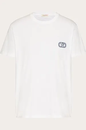 VALENTINO CAMISETA DE ALGODÓN CON PARCHE DEL VLOGO SIGNATURE Hombre L