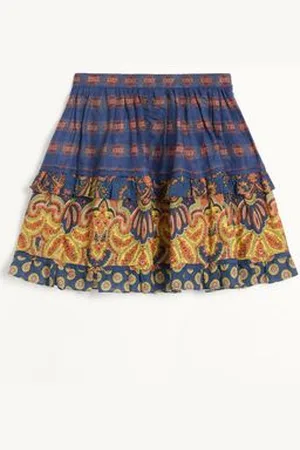 VALENTINO FALDA DE LINO PAISLEY MEDAGLIONI VOYAGE IMAGINAIRE Mujer 36