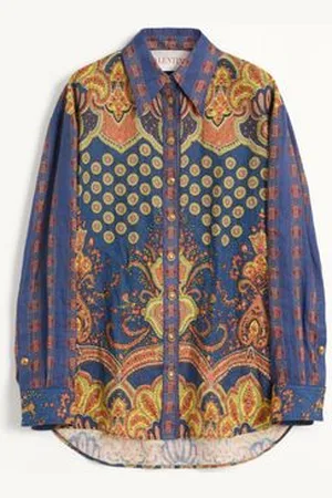 VALENTINO CAMISA DE LINO PAISLEY MEDAGLIONI VOYAGE IMAGINAIRE Mujer 36