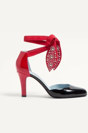 VALENTINO GARAVANI ZAPATOS DE TACÓN FOLIEFOLIAGE DE CUERO ABRASIVO 85 MM Mujer 35.5