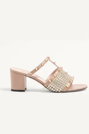 VALENTINO GARAVANI SANDALIA SIN TALÓN ROCKSTUD DE CUERO DE BECERRO CON ESTRÁS Y TACÓN DE 60 MM Mujer 36.5