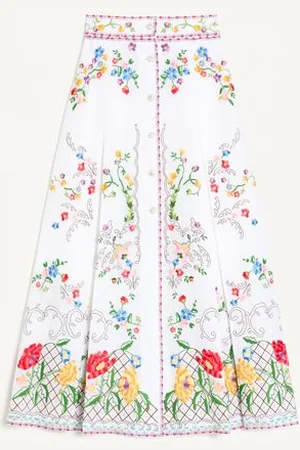 VALENTINO FALDA DE ALGODÓN Y LINO BORDADA Mujer 36