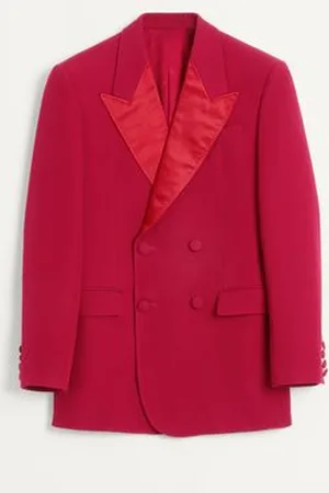 VALENTINO CHAQUETA CRUZADA DE LANA GRAIN DE POUDRE Hombre 44