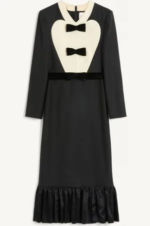 VALENTINO VESTIDO MIDI DE LANA VIRGEN CON LAZOS Mujer 36