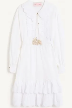 VALENTINO VESTIDO DE ALGODÓN Y LINO BORDADO Mujer 36