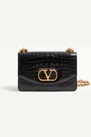 VALENTINO GARAVANI BOLSO DE HOMBRO PEQUEÑO GARAVANI VAIN DE CUERO DE COCODRILO Mujer UNI