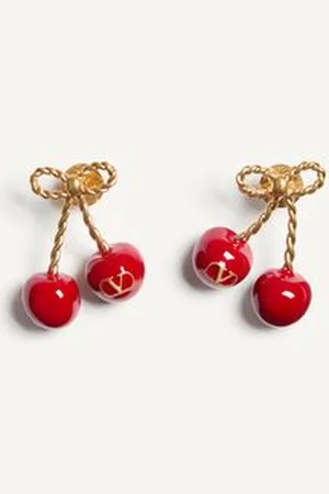 VALENTINO GARAVANI ARETES CHEZ CHERRYFIC DE METAL Y ESMALTE Mujer UNI