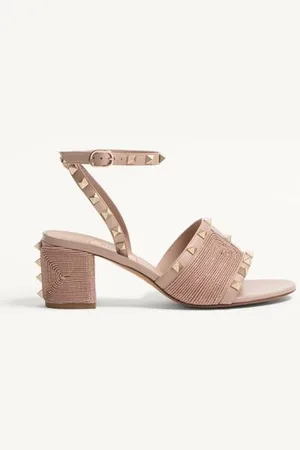 VALENTINO GARAVANI SANDALIA ROCKSTUD DE CUERO DE BECERRO CON BORDADO CORNELY Y TACÓN DE 60 MM Mujer 35