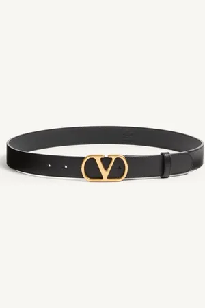 VALENTINO GARAVANI CINTURÓN VLOGO SIGNATURE EN CUERO DE BECERRO CON BRILLO DE 30 MM Hombre 085