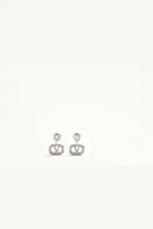 VALENTINO GARAVANI ARETES OVALETTE DE METAL Y CRISTALES SWAROVSKI® Mujer UNI