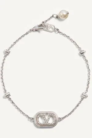 VALENTINO GARAVANI PULSERA DE METAL, PERLAS Y CRISTALES SWAROVSKI® CON EL VLOGO SIGNATURE Mujer M