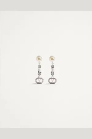 VALENTINO GARAVANI ARETES OVALETTE DE METAL, PERLA Y CRISTALES SWAROVSKI® Mujer UNI