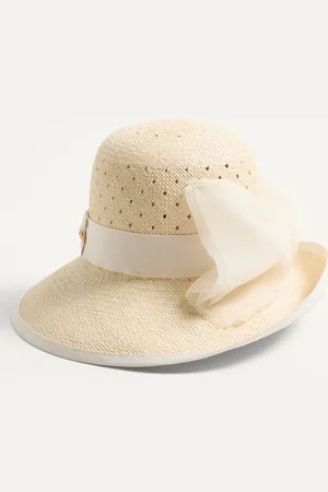 VALENTINO GARAVANI SOMBRERO VLOGO SIGNATURE DE PANAMÁ CALADO CON MOÑO DE ORGANZA Mujer 55