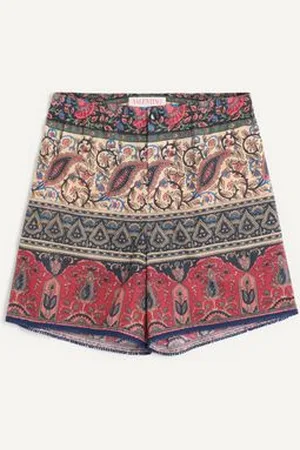 VALENTINO BERMUDA DE MUSELINA DE ALGODÓN CON ESTAMPADO VOYAGE IMAGINAIRE EN TODA LA PRENDA Y RIBETES DE PASAMANERÍA Hombre 48