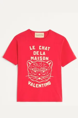 VALENTINO CAMISETA DE ALGODÓN CON ESTAMPADO CHAT DE LA MAISON Hombre 3XL