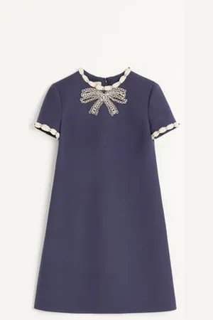 VALENTINO VESTIDO DE CREPE COUTURE CORTO Y BORDADO Mujer 36
