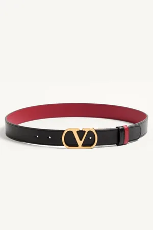 VALENTINO GARAVANI CINTURÓN REVERSIBLE DE CUERO BRILLOSO DE BECERRO DE 30 MM CON EL VLOGO SIGNATURE Mujer 065