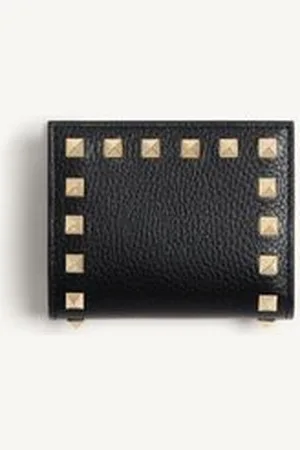 VALENTINO GARAVANI BILLETERA ROCKSTUD DE CUERO GRANEADO DE BECERRO Mujer UNI