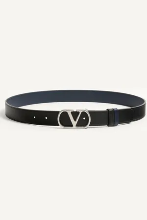 VALENTINO GARAVANI CINTURÓN REVERSIBLE DE CUERO BRILLOSO DE BECERRO DE 30 MM CON EL VLOGO SIGNATURE Hombre 085