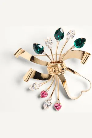 VALENTINO GARAVANI BROCHE FLORAL PAPIER DE METAL Y CRISTALES SWAROVSKI® Mujer UNI