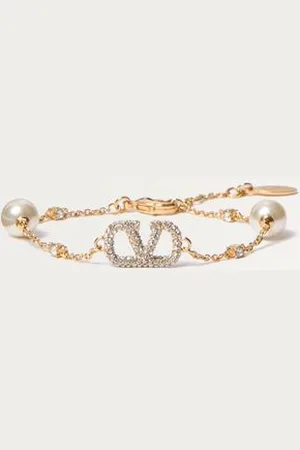 VALENTINO GARAVANI PULSERA VLOGO SIGNATURE DE METAL CON CRISTALES SWAROVSKI® Y PERLAS Mujer UNI