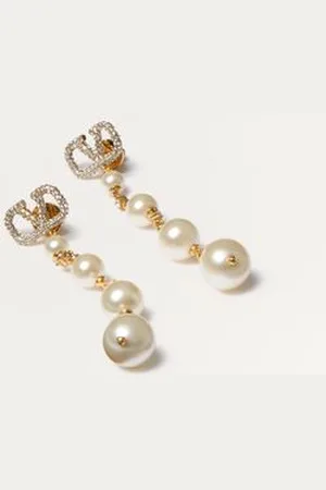 VALENTINO GARAVANI PENDIENTES VLOGO SIGNATURE DE METAL CON CRISTALES SWAROVSKI® Y PERLAS Mujer UNI
