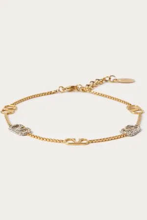 VALENTINO GARAVANI TOBILLERA DE METAL Y CRISTALES SWAROVSKI® CON EL VLOGO SIGNATURE Mujer UNI