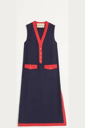 VALENTINO VESTIDO MIDI DE VISCOSA Y LINO Mujer 36