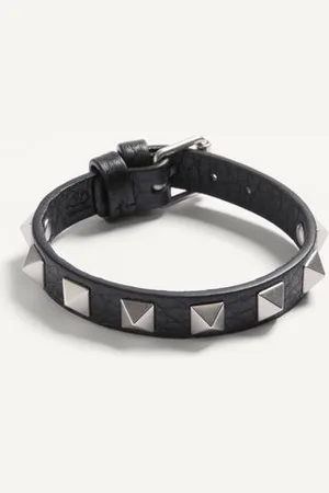 VALENTINO GARAVANI PULSERA ROCKSTUD DE PIEL CON TACHUELAS PALADIO Hombre UNI