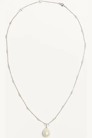 VALENTINO GARAVANI COLLAR VLOGO SIGNATURE DE METAL, PERLAS, Y CRISTALES SWAROVSKI® Hombre UNI