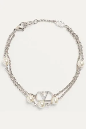 VALENTINO GARAVANI PULSERA DE METAL CON PERLAS SWAROVSKI® Y CON EL VLOGO SIGNATURE Mujer M