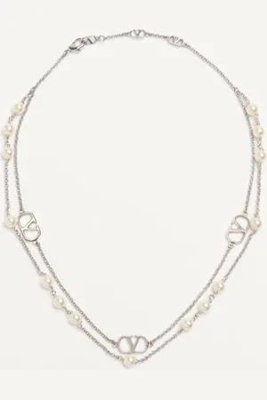 VALENTINO GARAVANI COLLAR DE METAL CON PERLA SWAROVSKI® Y CON EL VLOGO SIGNATURE Mujer UNI