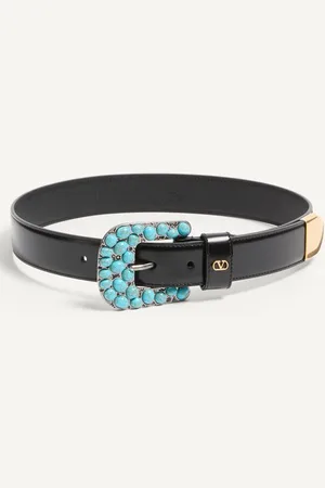 VALENTINO GARAVANI CINTURÓN DE 30 MM DE CUERO DE BECERRO CEPILLADO CON EL VLOGO SIGNATURE Mujer 070