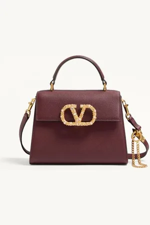 VALENTINO GARAVANI MINIBOLSO DE MANO GARAVANI VSLING DE CUERO DE BECERRO GRANEADO CON LOGOTIPO DE PEDRERÍA Mujer UNI