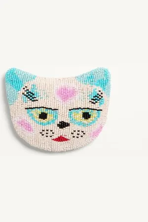 VALENTINO GARAVANI BROCHE LE CHAT DE LA MAISON EN TEJIDO JACQUARD CON BORDADO DE CUENTAS DE RESINA Mujer UNI
