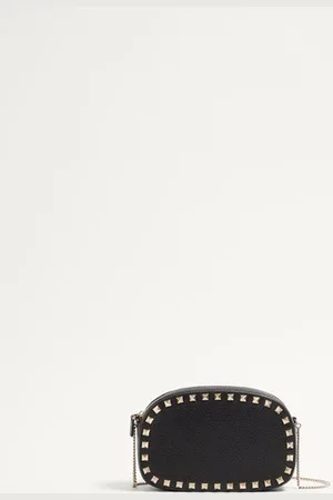 VALENTINO GARAVANI MINIBANDOLERA ROCKSTUD DE CUERO DE BECERRO GRANEADO Mujer UNI
