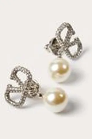 VALENTINO GARAVANI ARETES DE METAL CON PERLAS Y CRISTALES DE SWAROVSKI® Y CON EL VLOGO SIGNATURE Mujer UNI