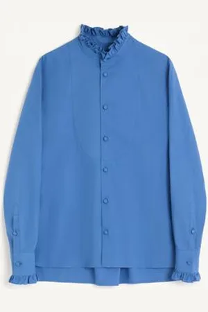 VALENTINO CAMISA DE POPELINA DE ALGODÓN CON PLASTRÓN Y VOLANTES Hombre 38