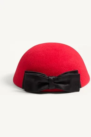 VALENTINO GARAVANI SOMBRERO DE PIEL DE CONEJO CON MOÑO DE SATÉN Y EL VLOGO SIGNATURE Mujer 56