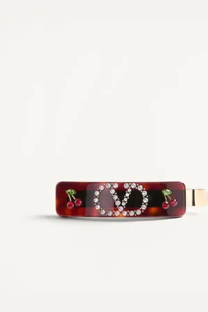 VALENTINO GARAVANI PINZA DE RESINA, METAL Y CRISTALES SWAROVSKI® PARA EL CABELLO CON EL VLOGO SIGNATURE Mujer UNI
