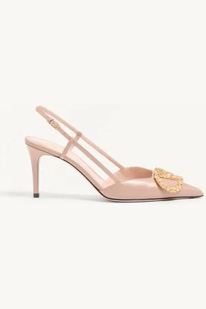 VALENTINO GARAVANI ZAPATO SLINGBACK DE CUERO DE BECERRO CON VLOGO SIGNATURE CON LOGO DE JOYA DE 80 MM Mujer 35.5