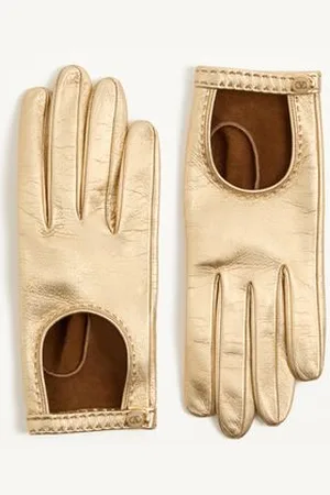 VALENTINO GARAVANI GUANTES DE NAPA LAMINADA CON EL VLOGO SIGNATURE Mujer 6.5