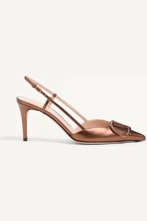 VALENTINO GARAVANI ZAPATO DE CUERO NAPA LAMINADO CON CORREA TRASERA, VLOGO SIGNATURE Y TACÓN DE 80 MM Mujer 35.5