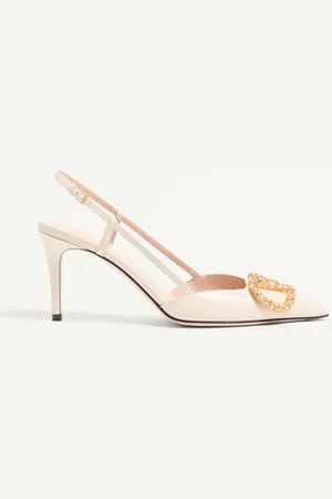 VALENTINO GARAVANI ZAPATO SLINGBACK DE CUERO DE BECERRO CON VLOGO SIGNATURE CON LOGO DE JOYA DE 80 MM Mujer 35.5