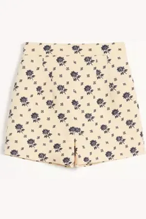 VALENTINO SHORTS DE CREPE COUTURE FIORELLINO BLU PAPIER FLORAL Mujer 36